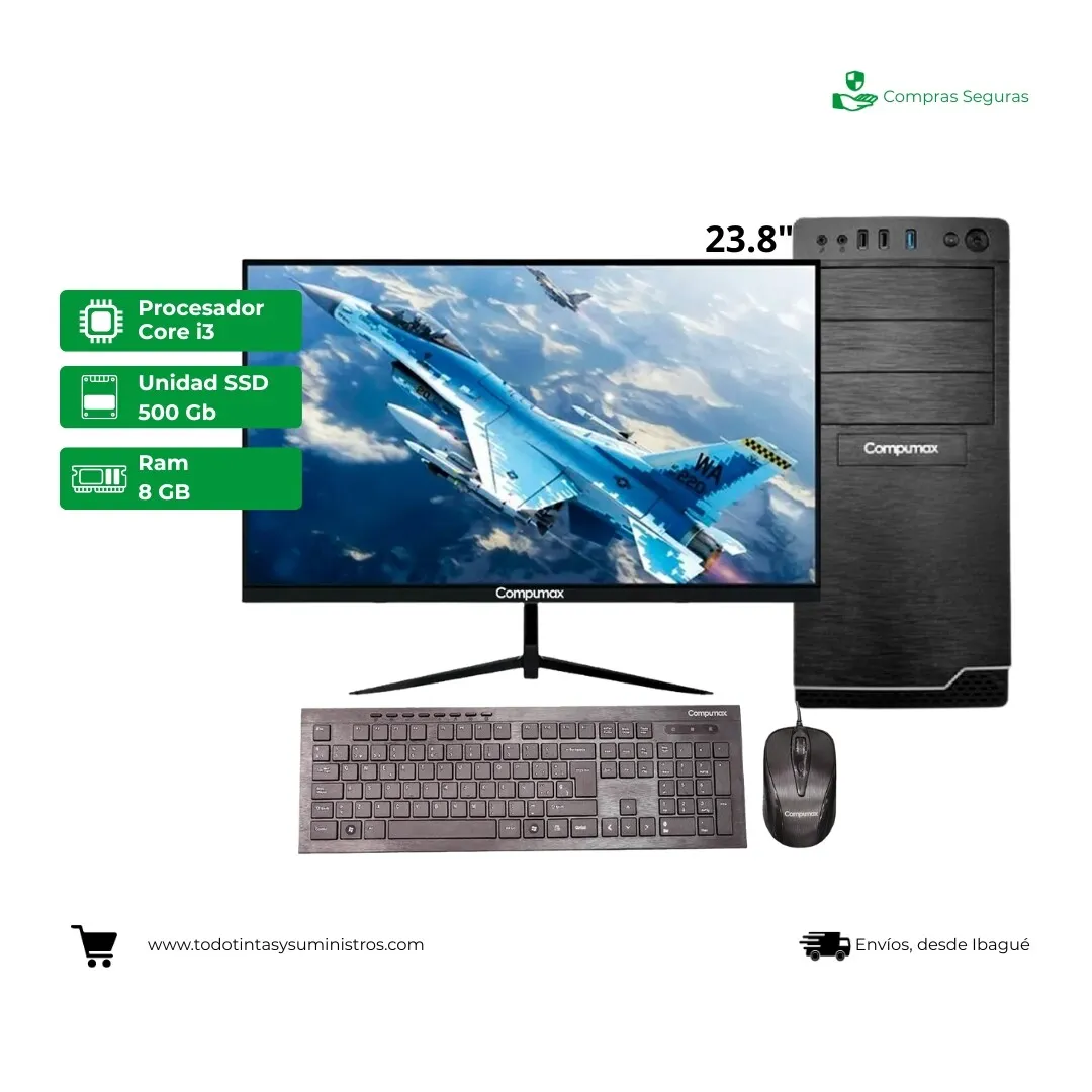 COMPUTADOR TORRE COMPUMAX CORE I3 13100/16GB RAM/500GB SSD NEGRO, vista 2